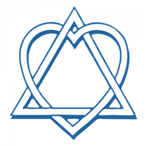 Heart intertwined with a triangle symbol.